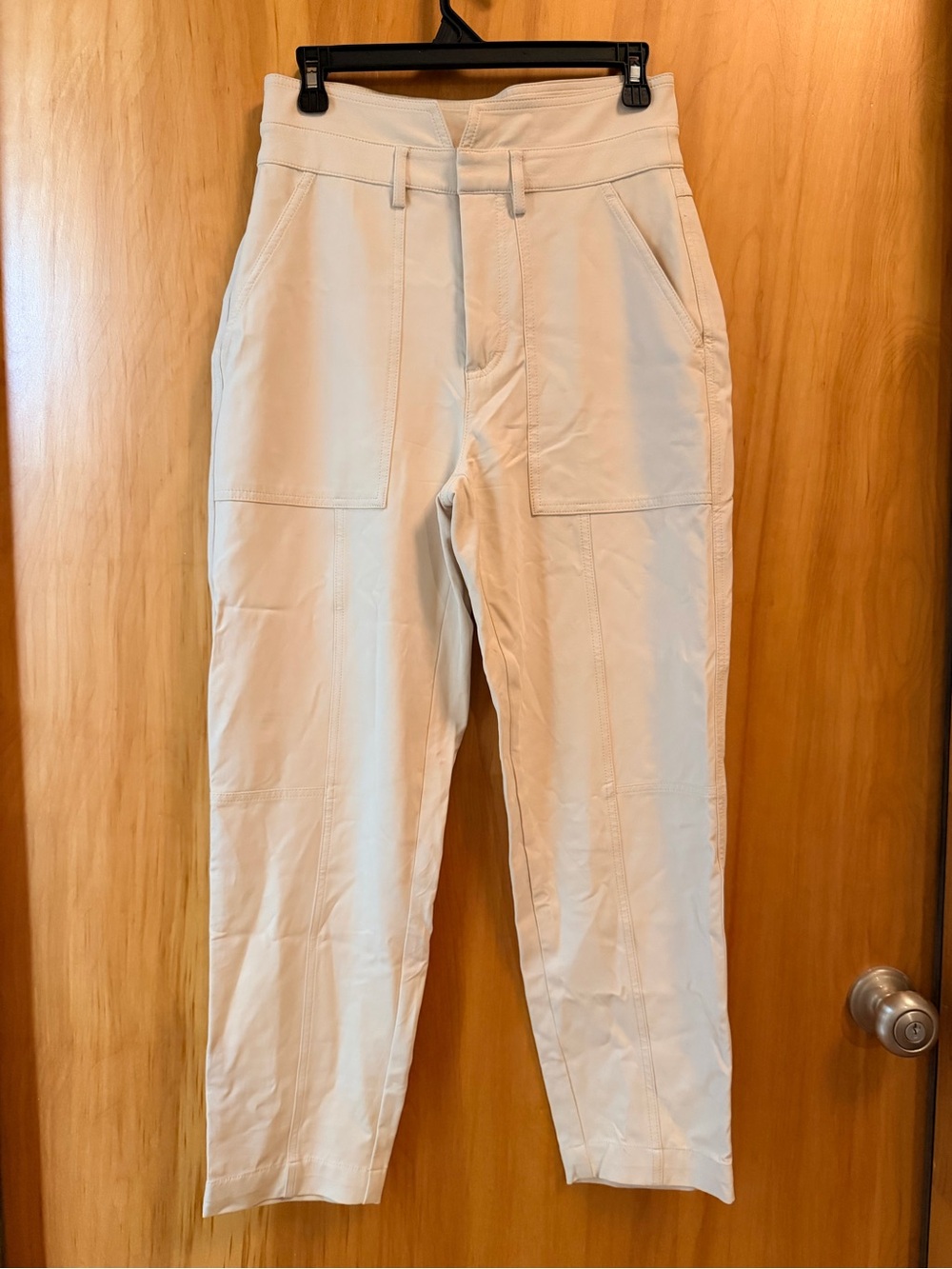 Banana Republic-high waist Tapered Casual Pants in Light Beige